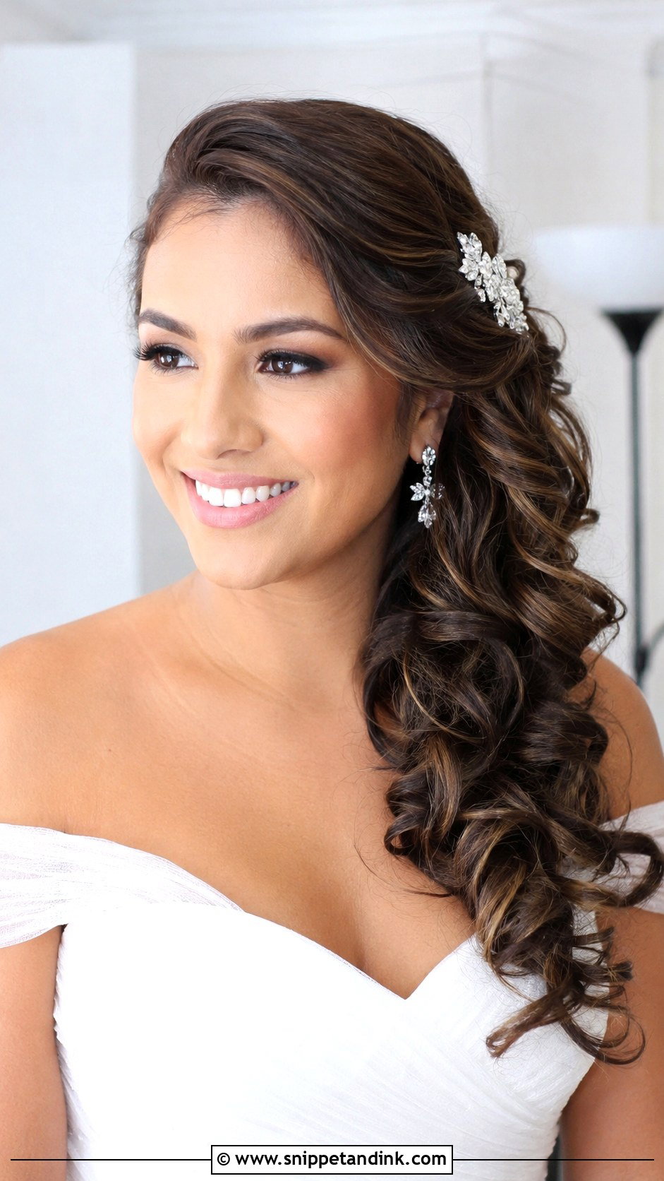Side Swept Curls - Snippet and Ink - 20 Bride with Open Hair Ideas