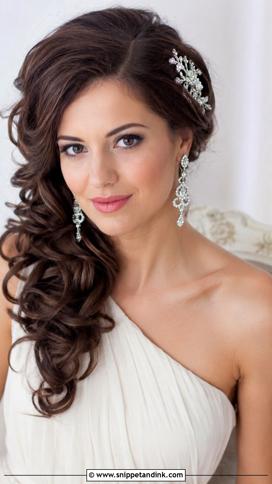 Side Swept Curls - Snippet and Ink - 20 Brunette Bride Hairstyles