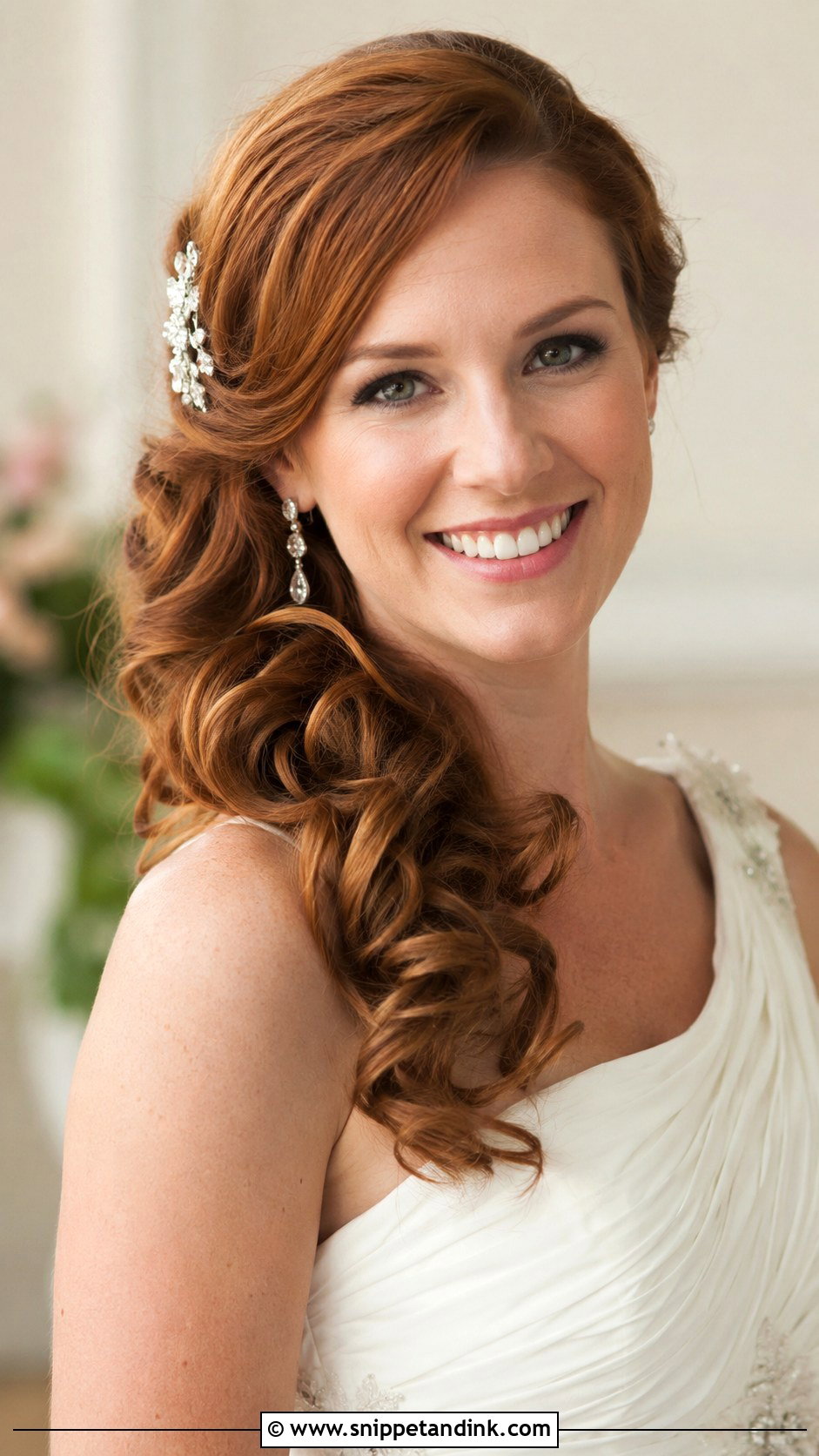 Side Swept Curls - Snippet and Ink - 30 Hairstyles for Bride