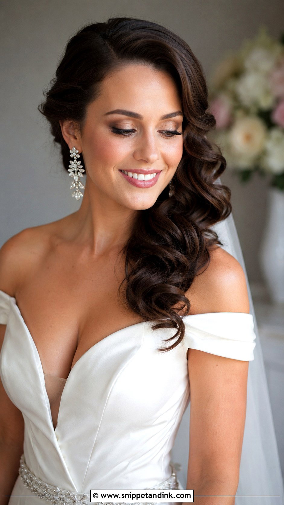 Side Swept Curls - Snippet and Ink - 30 Simple Wedding Hair Ideas