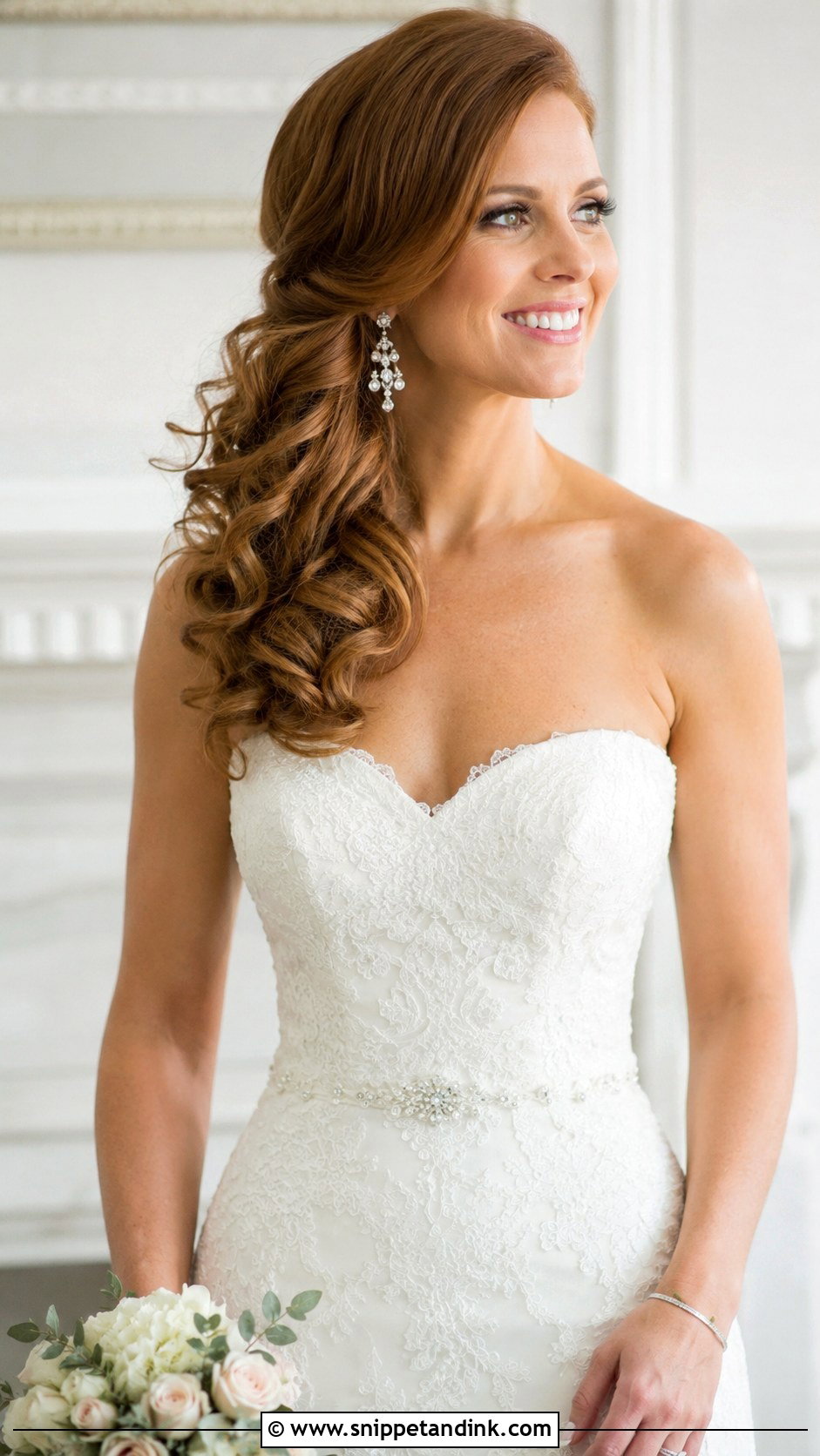 Side Swept Curls - Snippet and Ink - 35 Bridal Hair Ideas