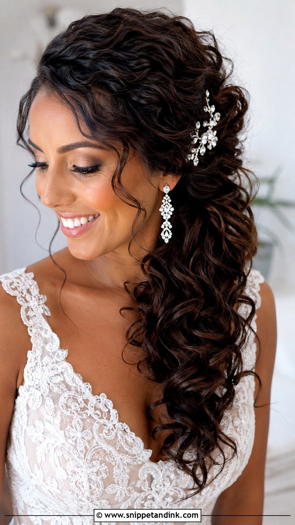 Side Swept Curls - Snippet and Ink - 35 Bridal Hairstyle Ideas