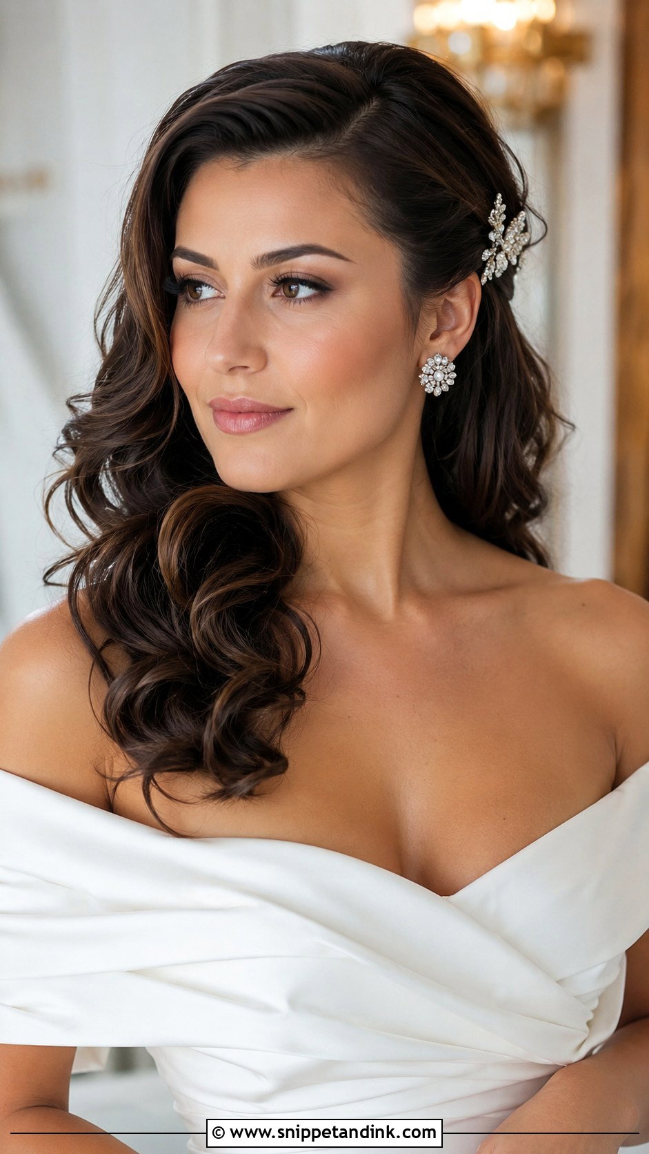 Side Swept Curls - Snippet and Ink - 35 Simple Wedding Hairstyles