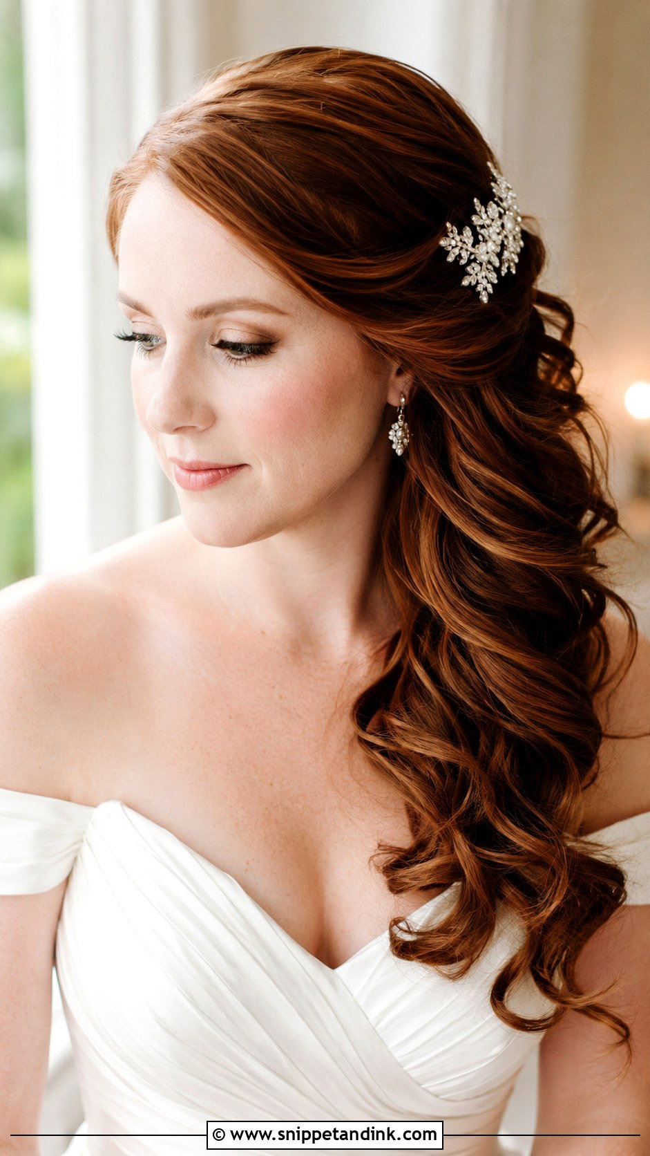 Side Swept Curls - Snippet and Ink - 20 Curled Wedding Hair Down Ideas