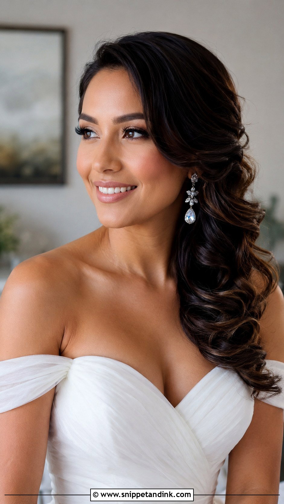 Side Swept Curls - Snippet and Ink - 20 Hair Styles for Medium Hair Wedding