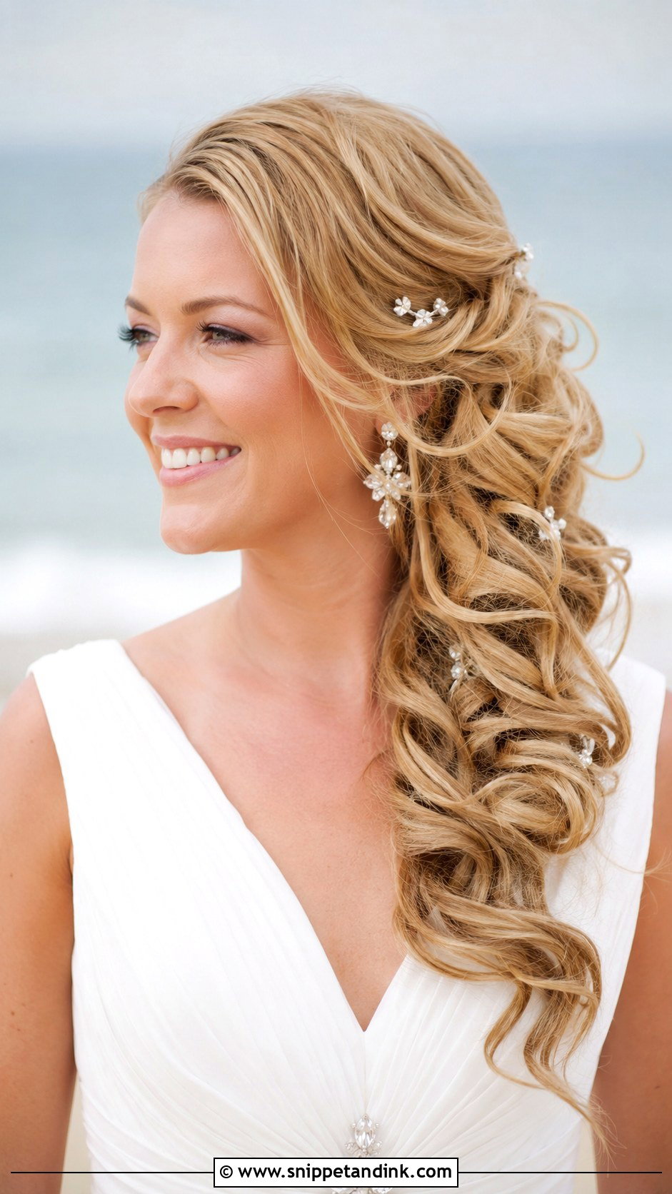 Side Swept Curls - Snippet and Ink - 20 Beachy Wedding Hair Ideas
