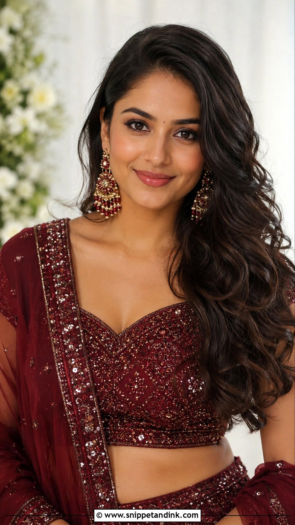 Side Swept Curls - Snippet and Ink - 20 Indian Bridal Hair Ideas