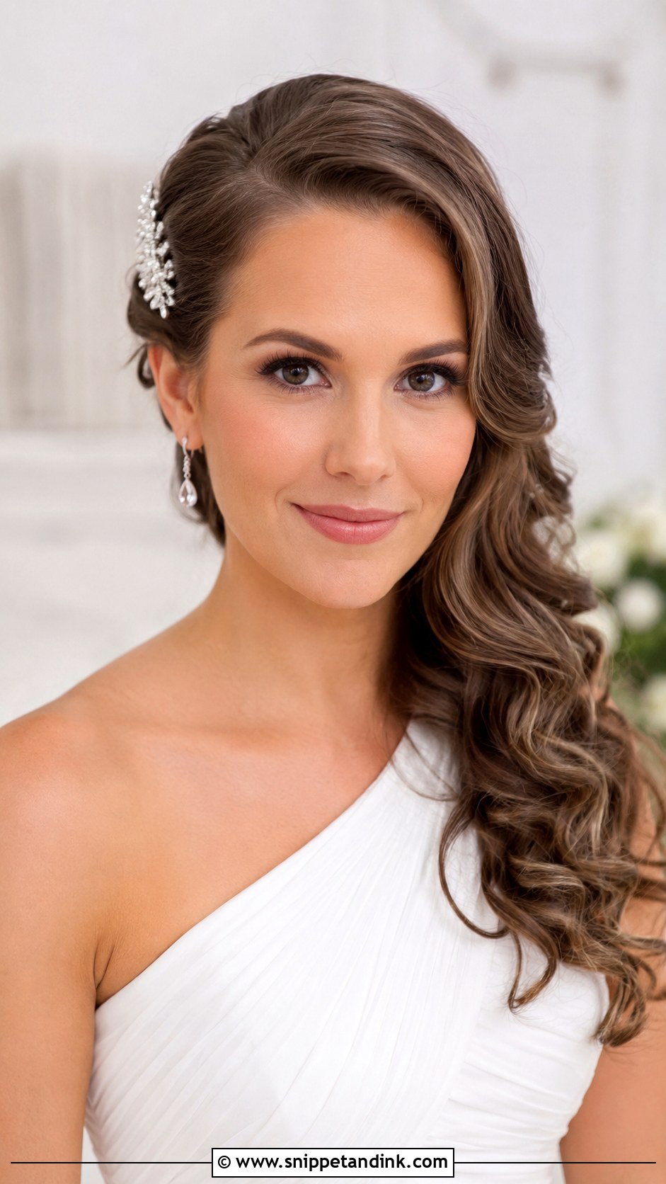 Side Swept Curls - Snippet and Ink - 20 Long Hair Bride Hairstyles