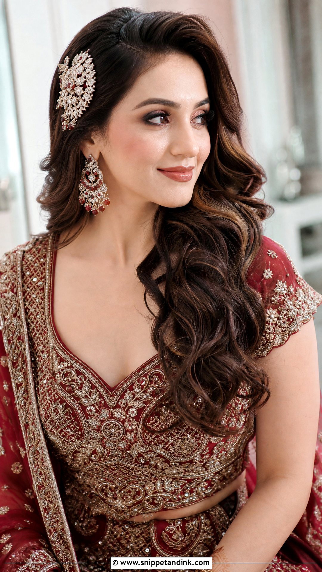 Side Swept Curls - Snippet and Ink - 20 Mandap Hairstyle for Bride Ideas