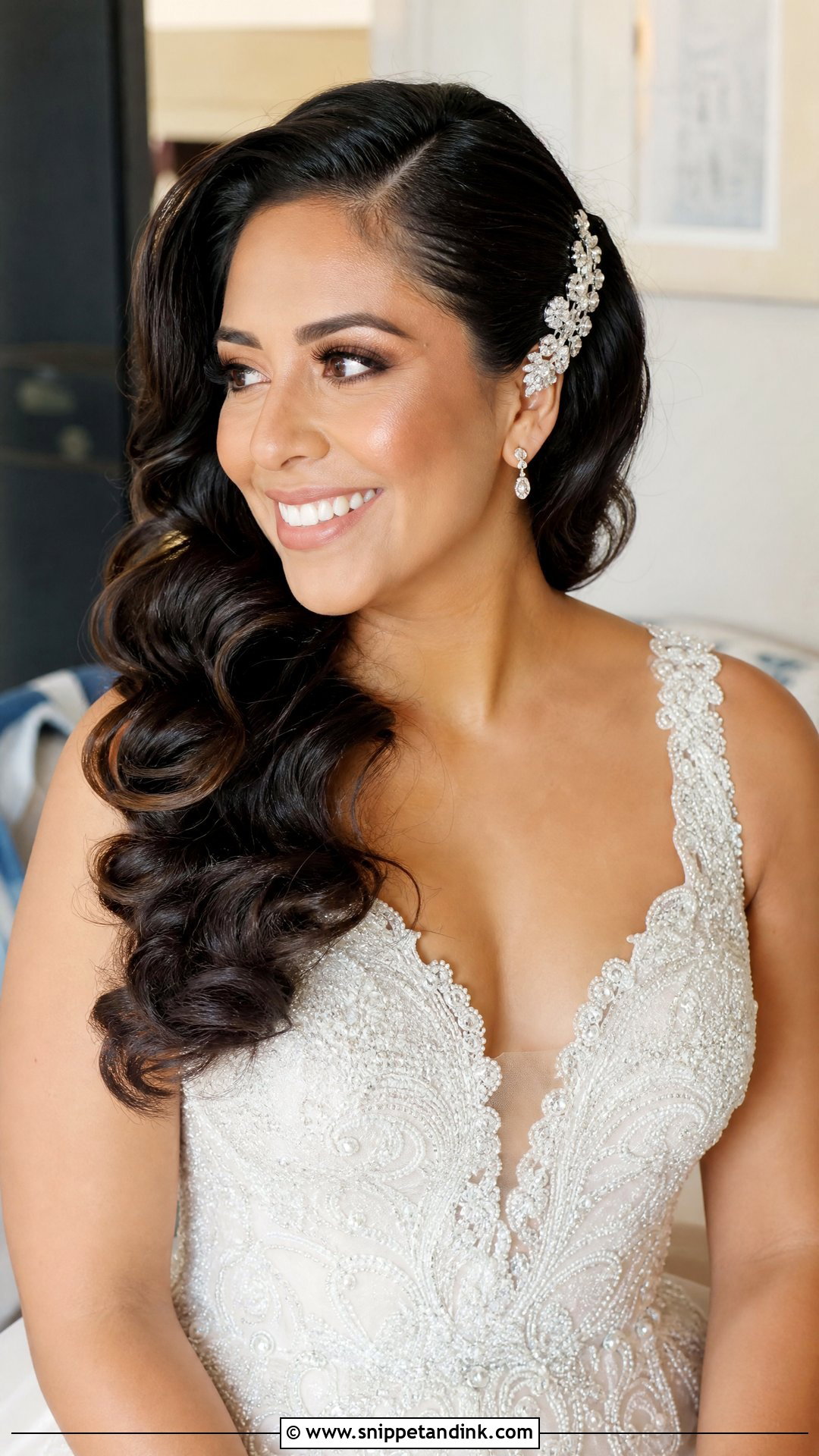 Side Swept Curls - Snippet and Ink - 20 Timeless Wedding Hairstyles