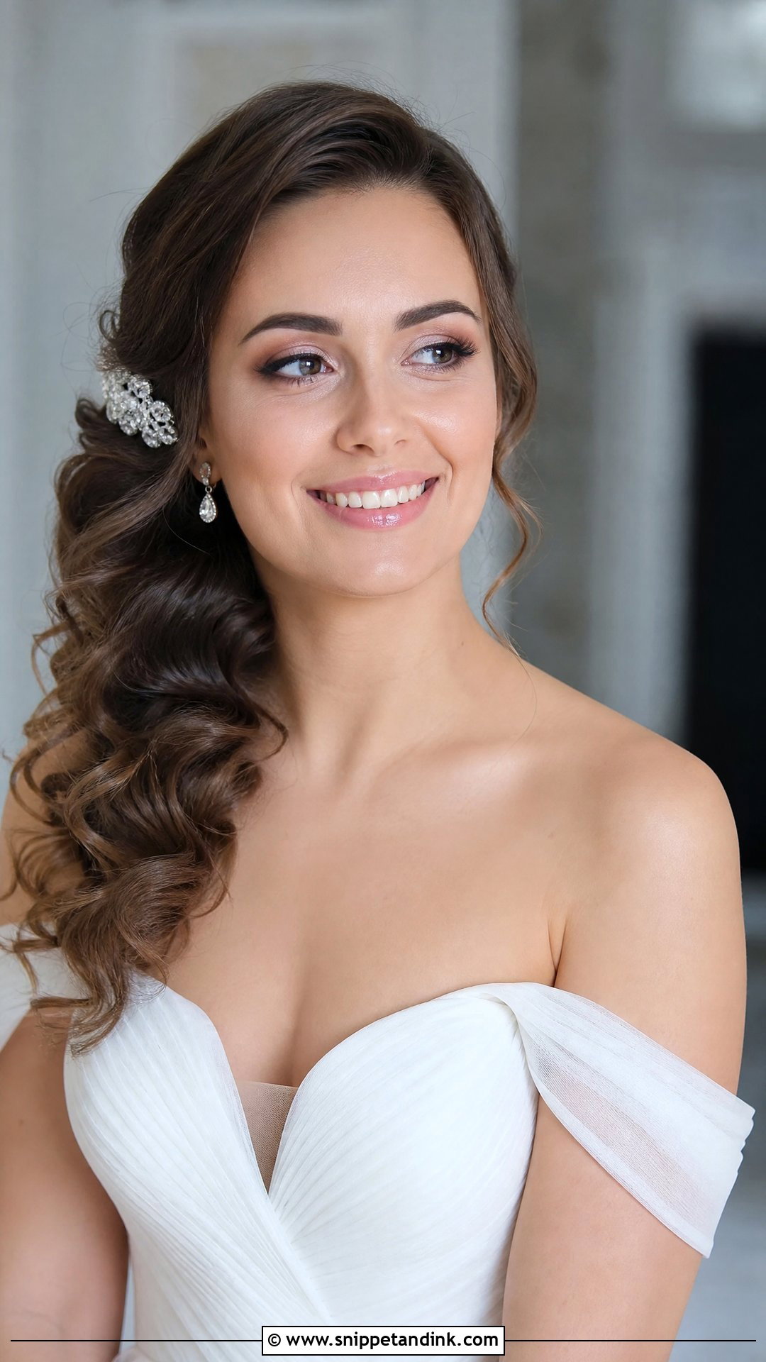 Side Swept Curls - Snippet and Ink - 20 Wedding Hairstyles 2024