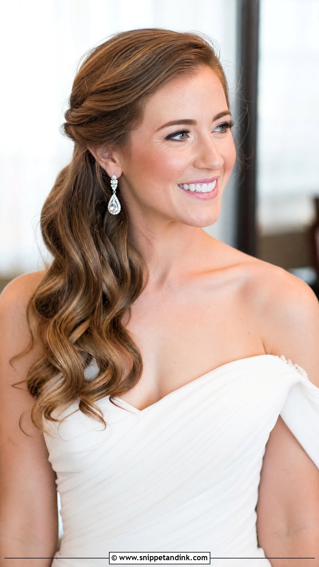 Side Swept Curls - Snippet and Ink - 20 Wedding Hairstyles for Mid Length Hair