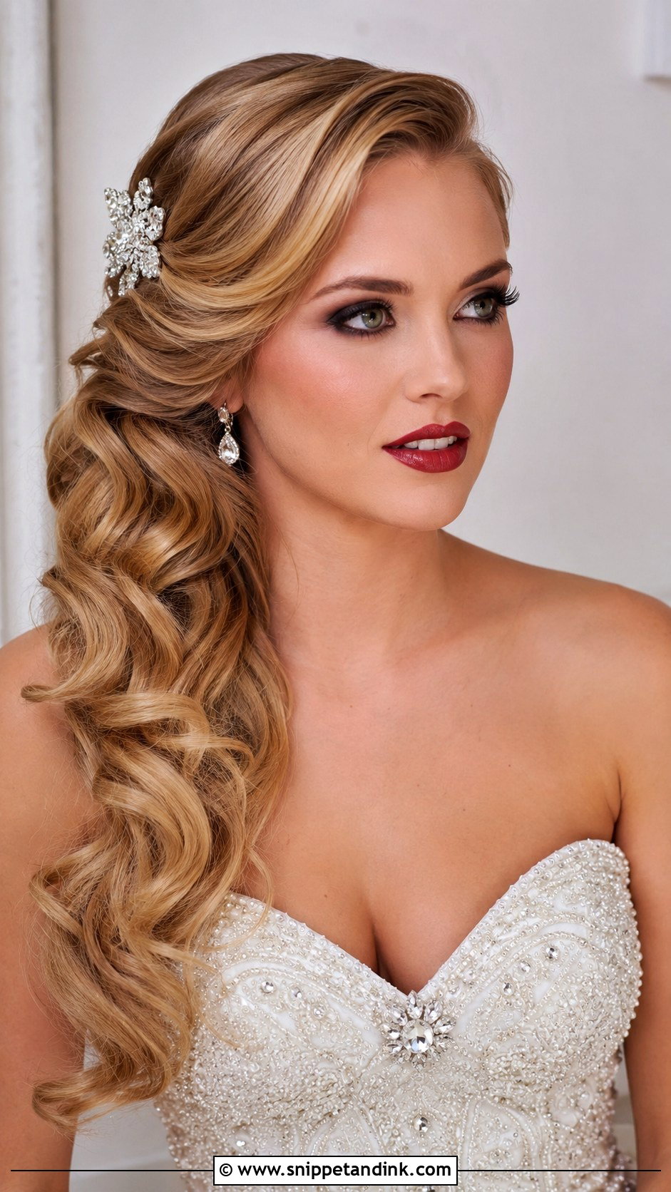 Side Swept Curls - Snippet and Ink - 20 Winter Wedding Hairstyles