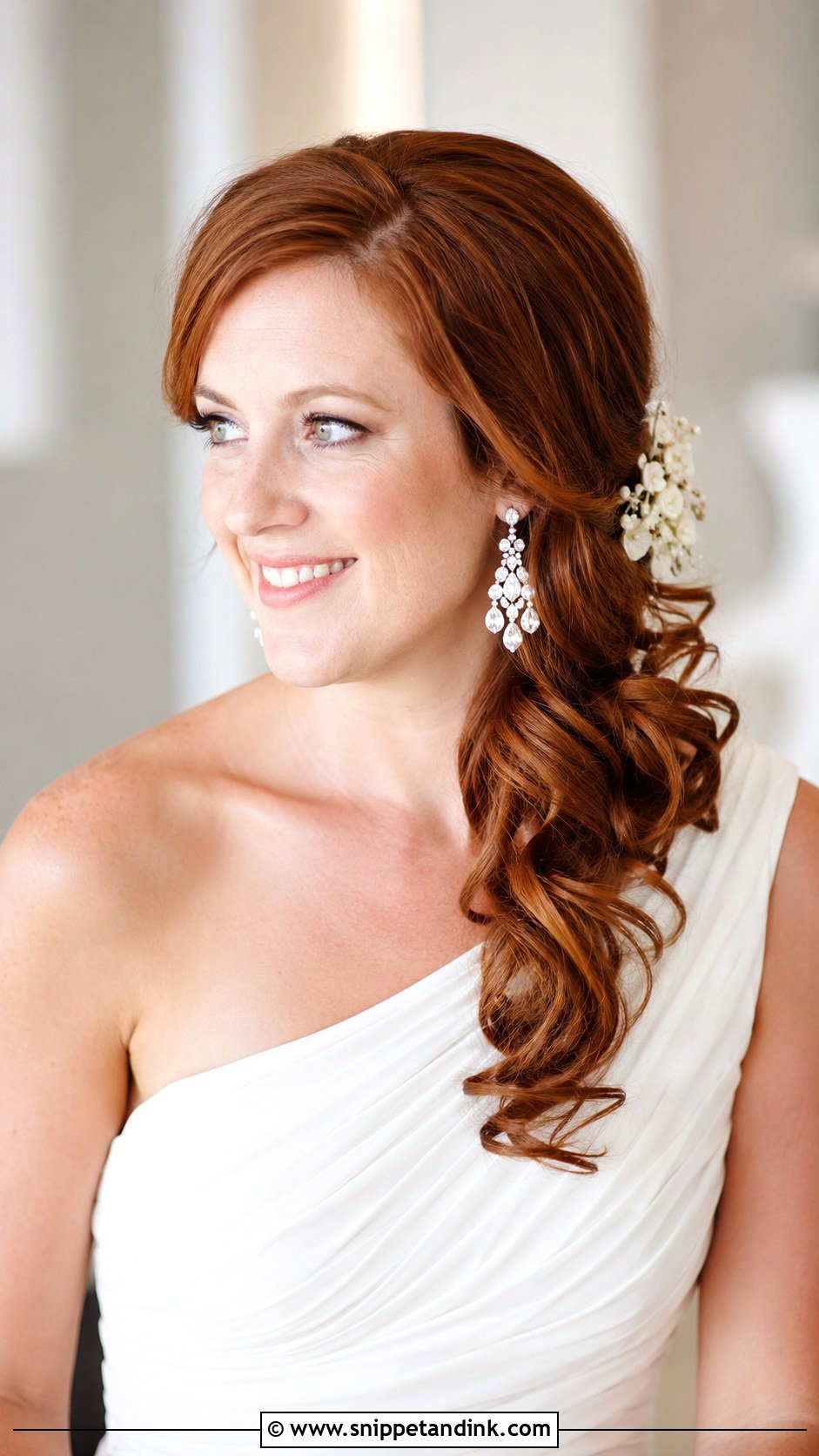 Side Swept Curls - Snippet and Ink - 20 Bridal Hairstyles Front Look