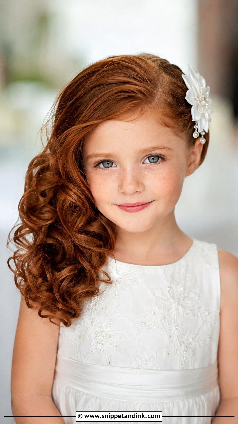 Side Swept Curls - Snippet and Ink - 25 Childrens Wedding Hair Ideas