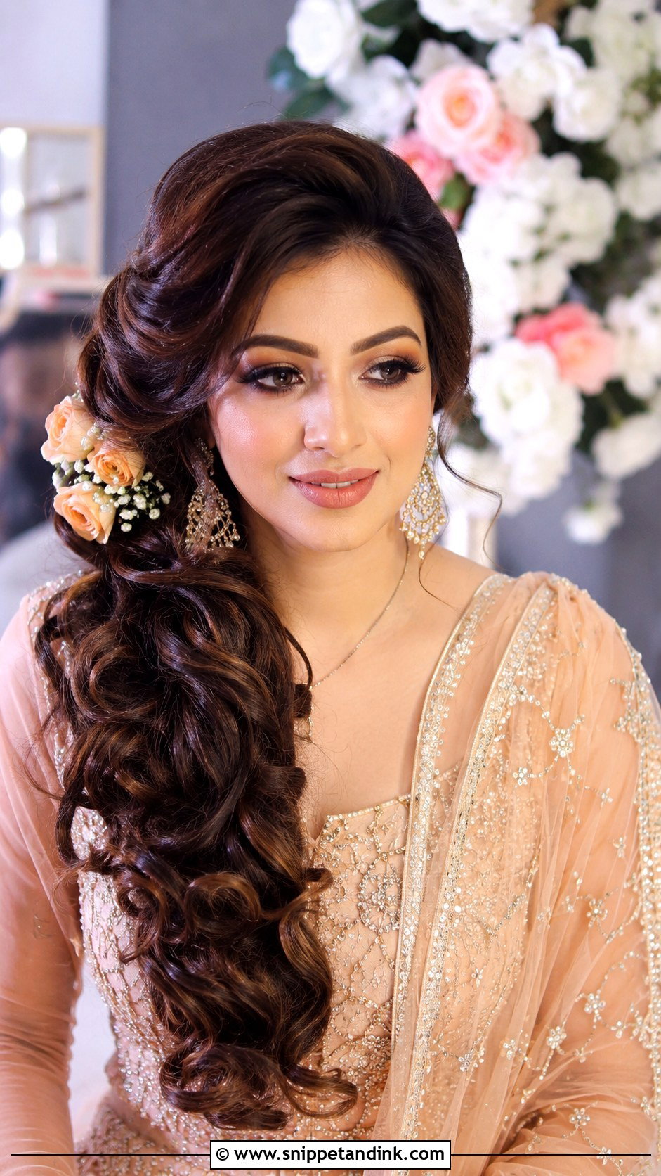 Side Swept Curls - Snippet and Ink - 25 Desi Wedding Hairstyles