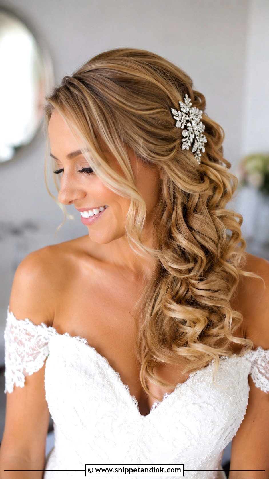 Side Swept Curls - Snippet and Ink - 20 Bridal Long Hairstyles