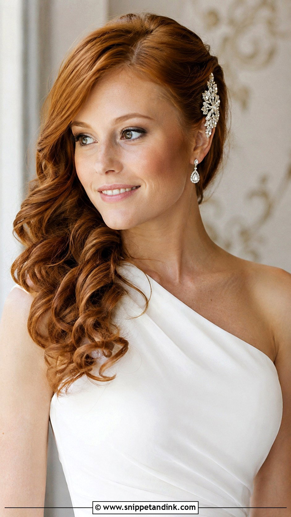 Side Swept Curls - Snippet and Ink - 25 Elegant Bridal Hairstyles