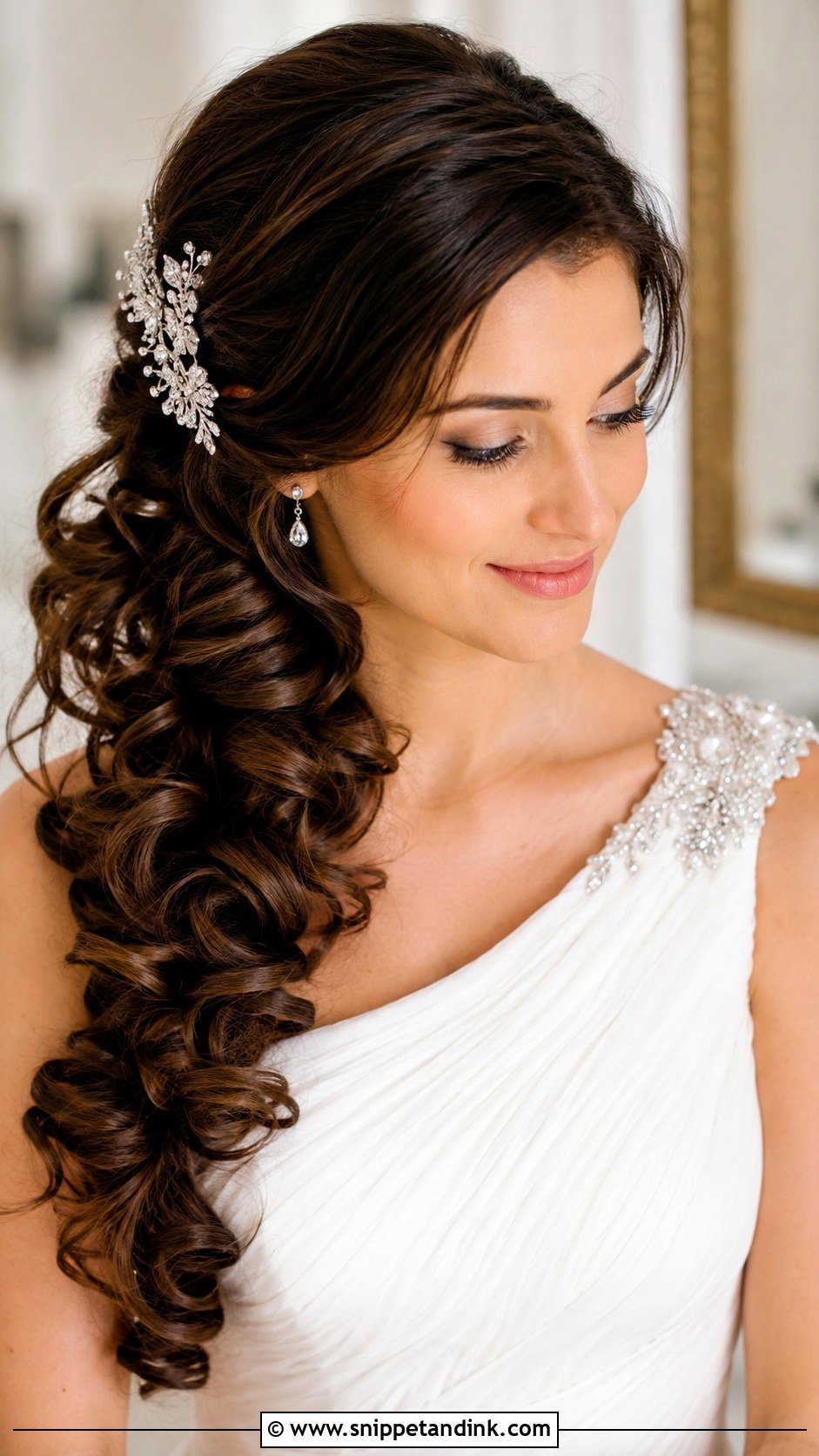 Side Swept Curls - Snippet and Ink - 25 Elegant Wedding Hair Ideas