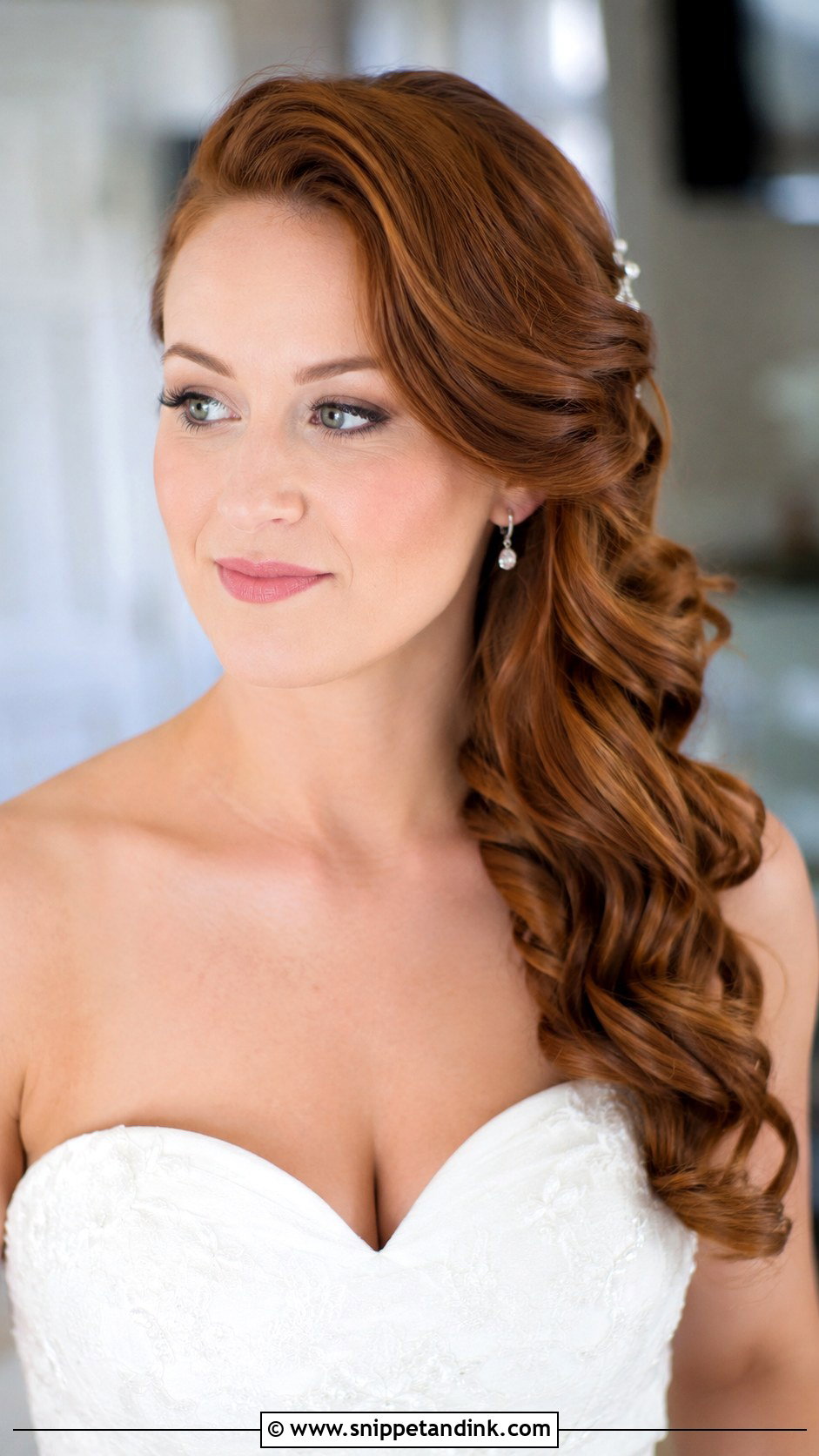 Side Swept Curls - Snippet and Ink - 25 Glam Wedding Hair Ideas