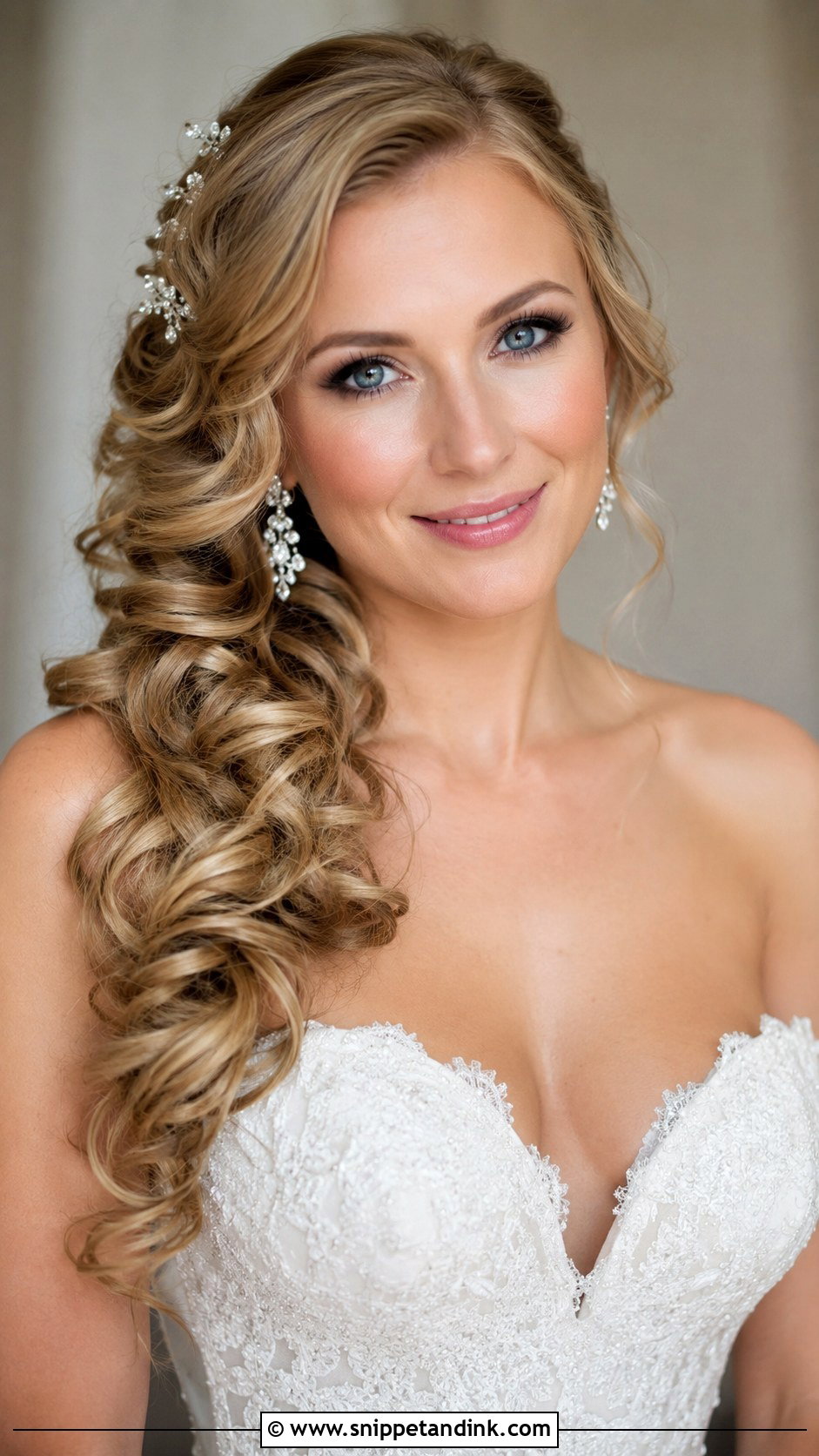 Side Swept Curls - Snippet and Ink - 25 Hair Styles for Wedding Bride
