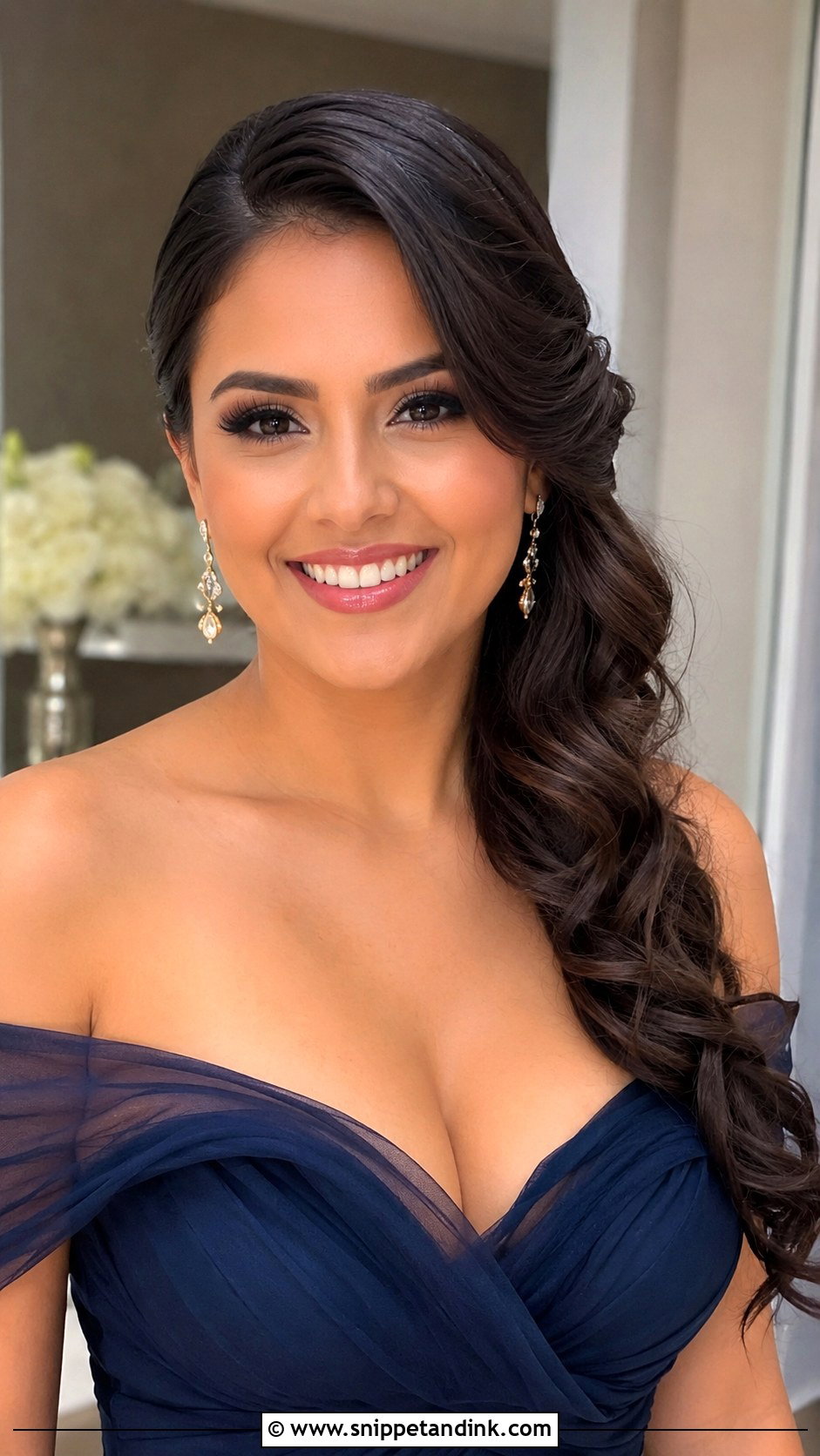Side Swept Curls - Snippet and Ink - 25 Hairstyle for Wedding Function Ideas