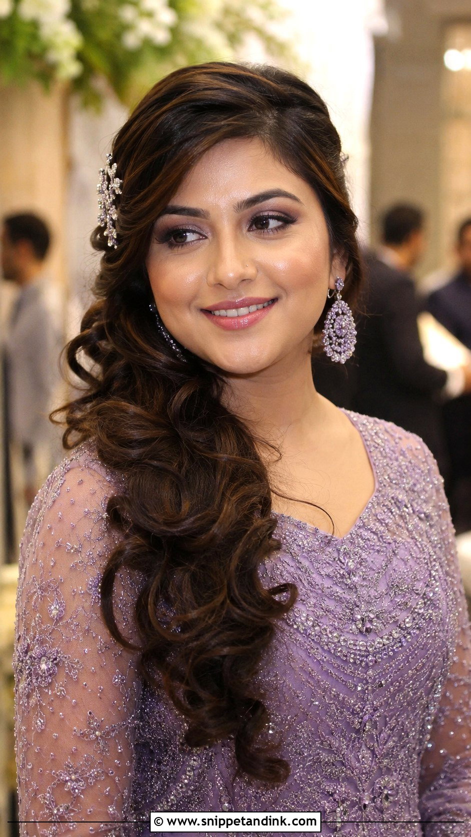 Side Swept Curls - Snippet and Ink - 25 Indian Marriage Hairstyle Ideas