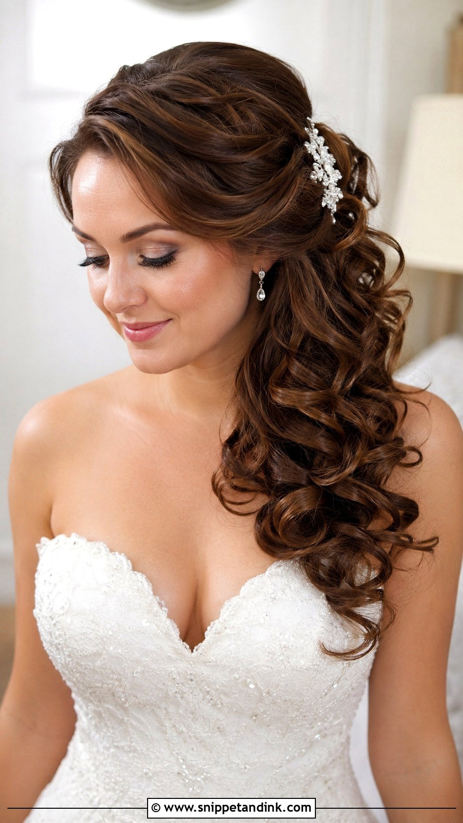 Side Swept Curls - Snippet and Ink - 25 Long Hair Wedding Hairstyles