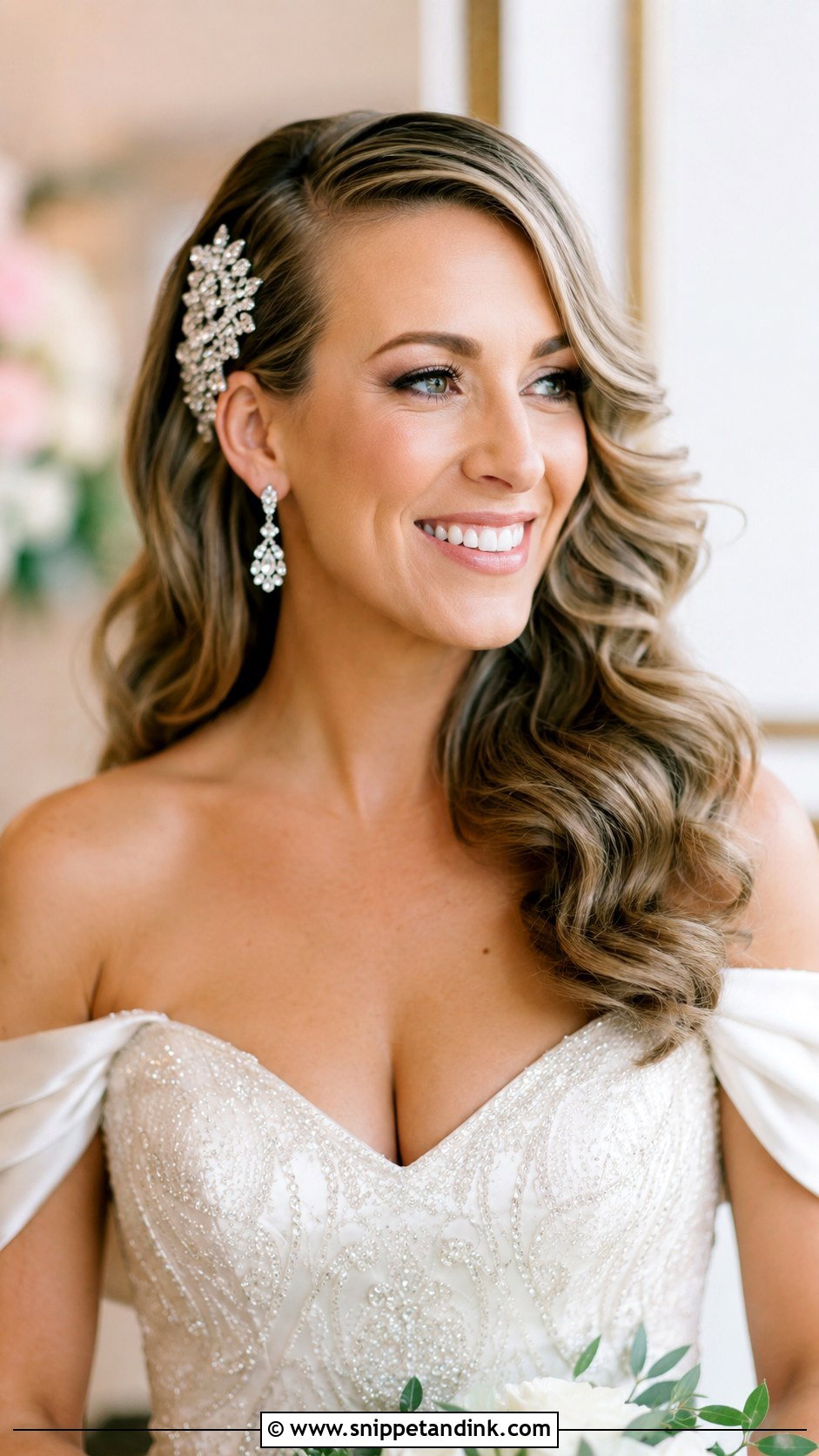 Side Swept Curls - Snippet and Ink - 25 Natural Wedding Hairstyles