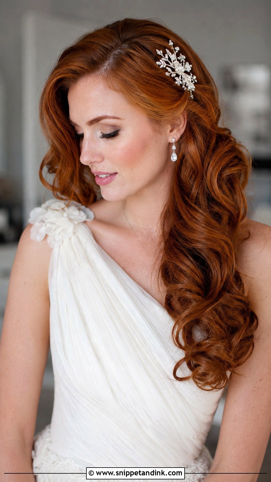 Side Swept Curls Bridal Hairstyle - Snippet and Ink - 20 Hair Styles for Wedding Hairstyles