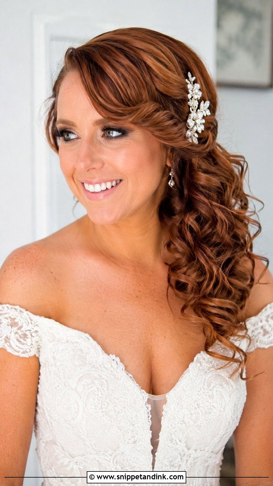 Side Swept Curls Bridal Hairstyle - Snippet and Ink - 20 Trending Bridal Hairstyles