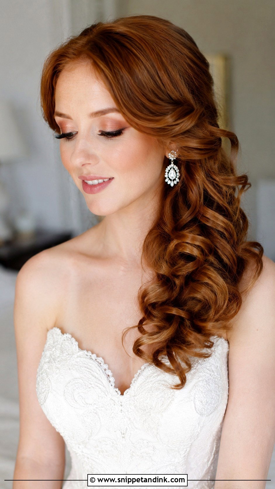 Side Swept Curls Bridal Hairstyle - Snippet and Ink - 25 Bride Hairstyles for Long Hair