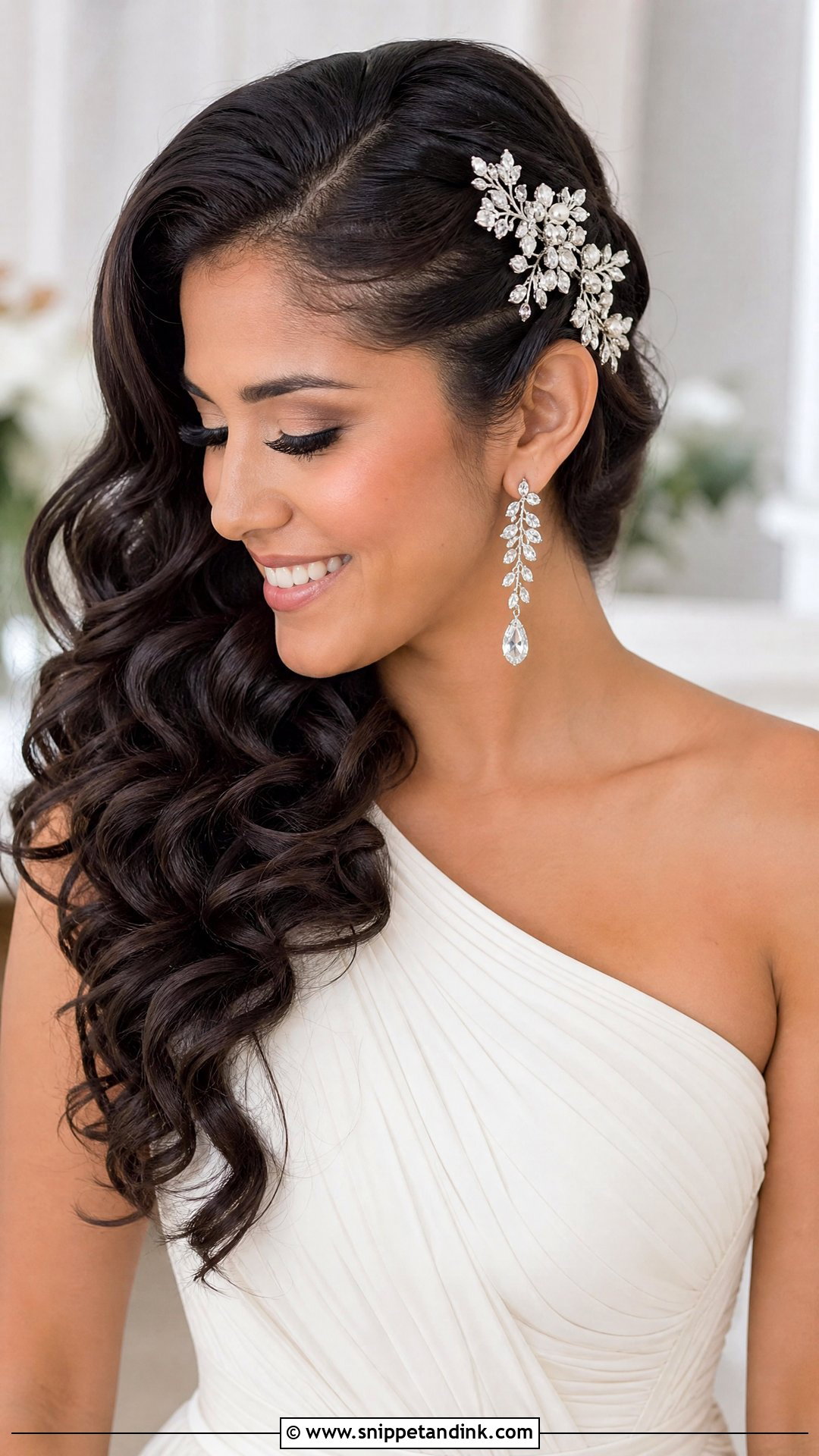 Side Swept Curls Bridal Hairstyle Step By Step - Snippet and Ink - 15 Bridal Hairstyles Tutorial Step By Step