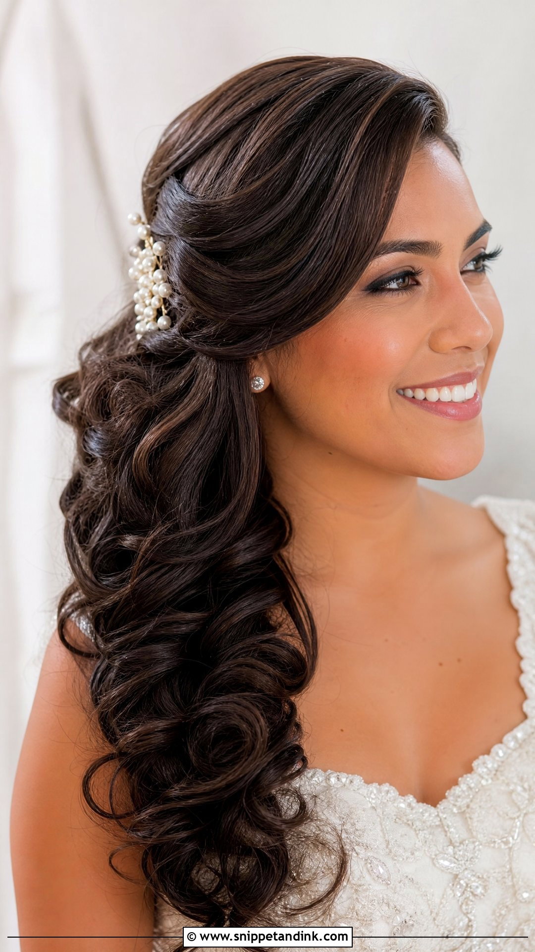 Side Swept Curls Bridal Hairstyle - Snippet and Ink - 15 Classy Bridal Hairstyles