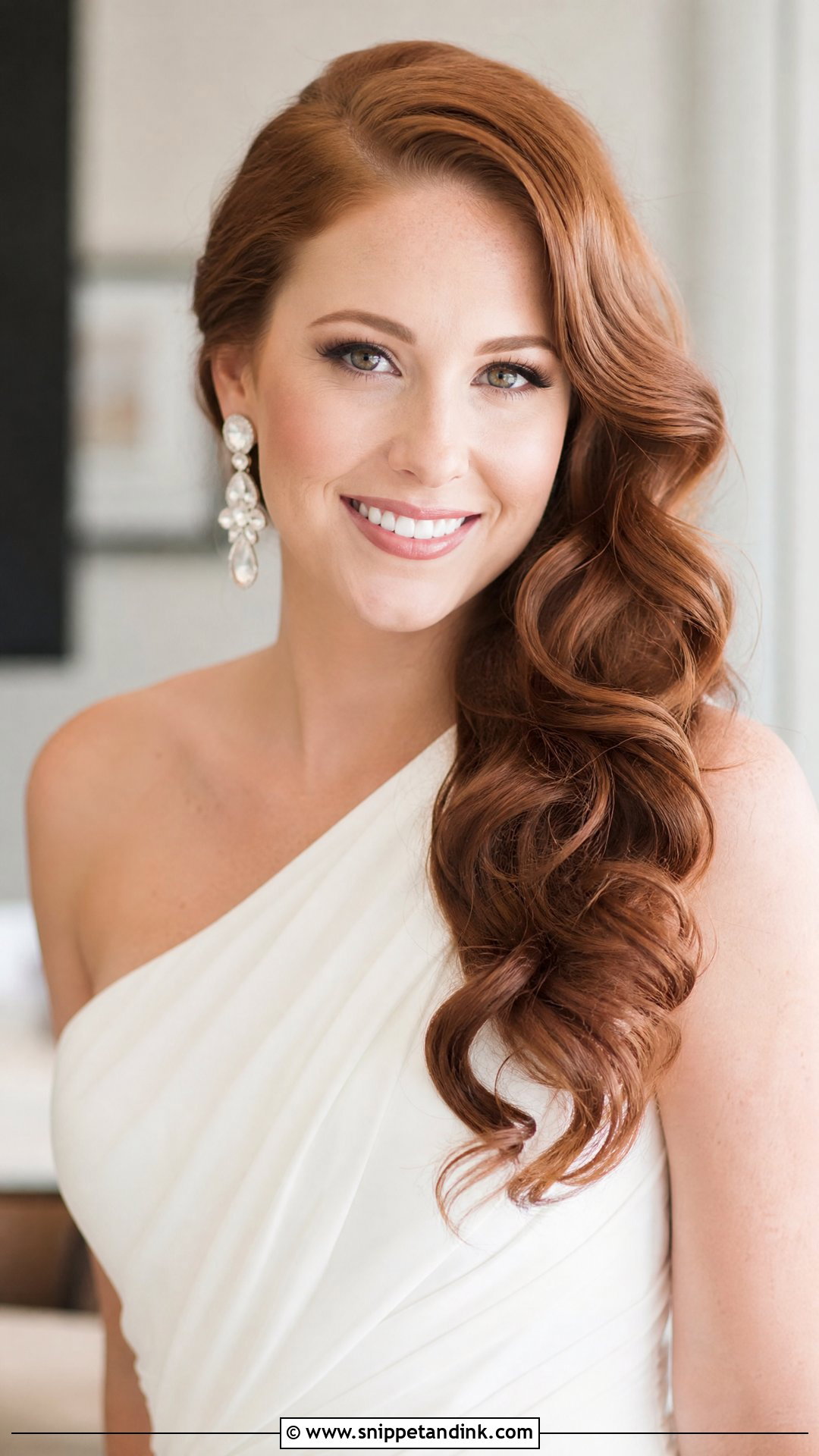 Side Swept Curls Bridal Look - Snippet and Ink - 25 Long Hair Bridal Hairstyles