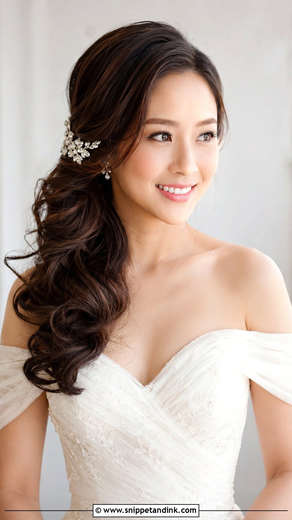 Side Swept Curls Bridal Look - Snippet and Ink - 25 Asian Bridal Hair Ideas