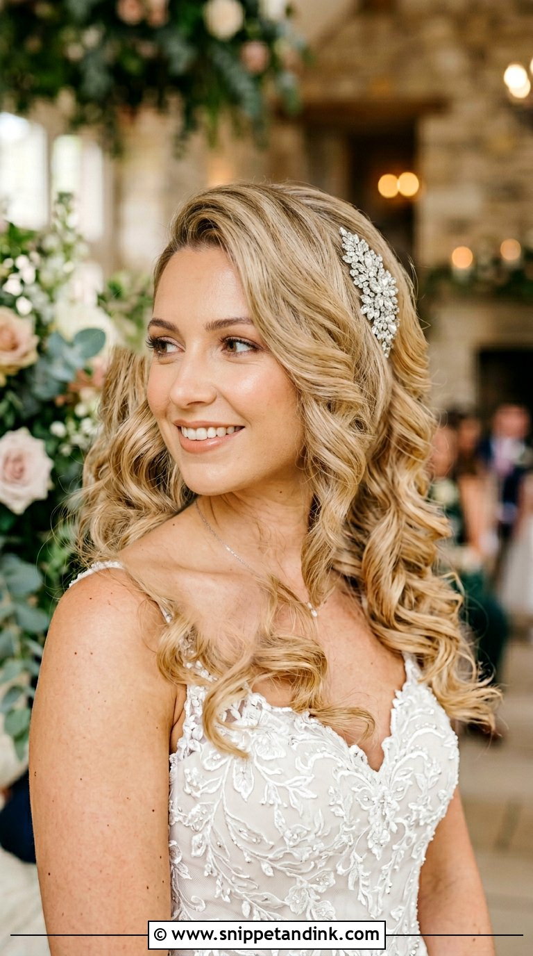 Side Swept Curls Bridal Style - Snippet and Ink - 20 Bride Hair Ideas