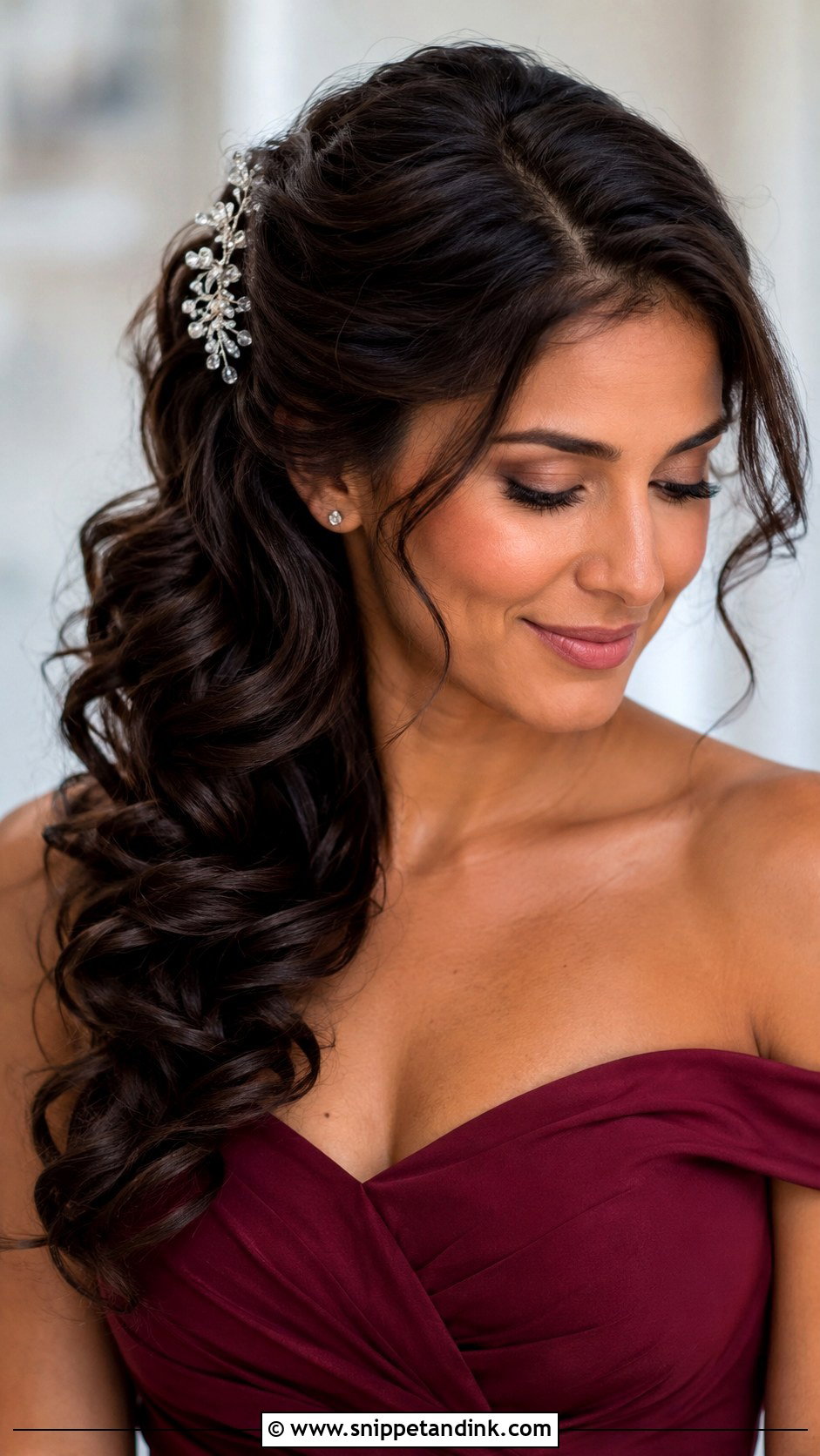 Side Swept Curls Bridesmaid Hair - Snippet and Ink - 30 Wedding Bridesmaid Hair Ideas