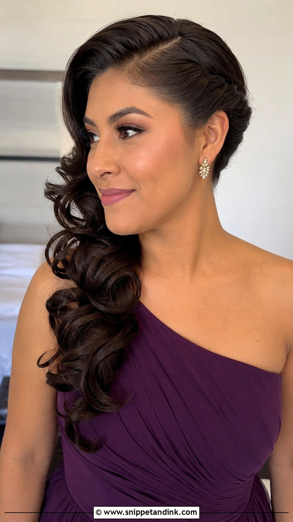 Side Swept Curls Bridesmaid Hair - Snippet and Ink - 20 2025 Bridesmaid Hair Ideas