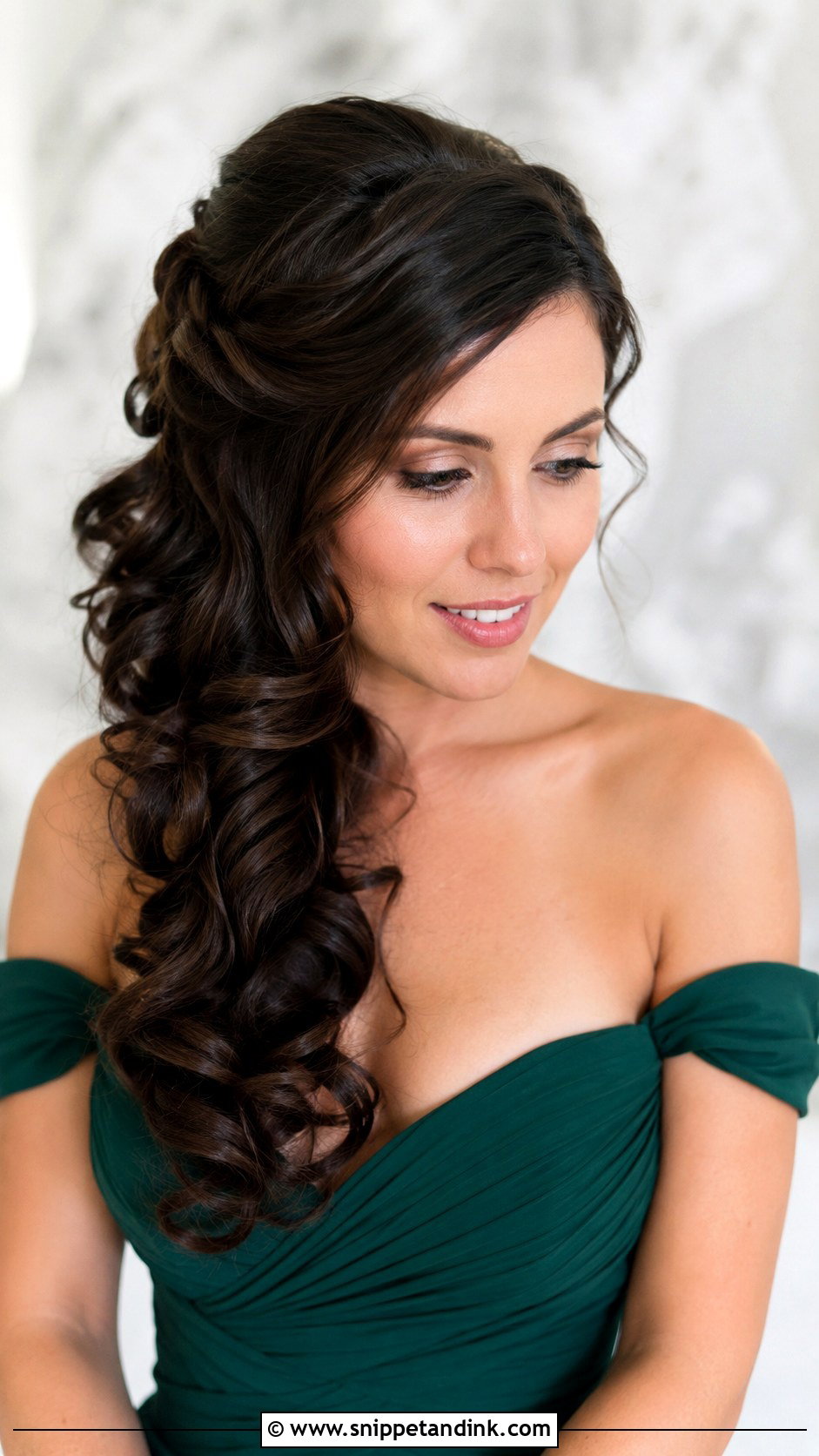 Side Swept Curls Bridesmaid Hairstyle - Snippet and Ink - 20 Bridesmaid Hairstyles Dark Hair