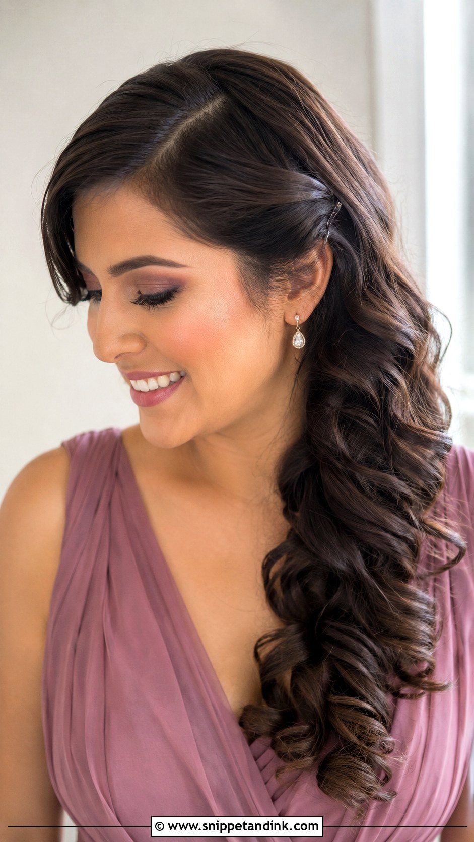 Side Swept Curls Bridesmaid Hairstyle - Snippet and Ink - 30 Bridesmaid Hairstyles for Long Hair
