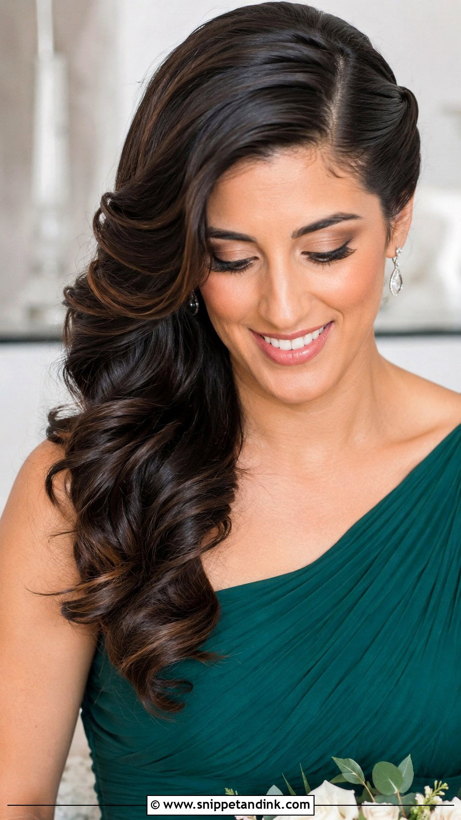 Side Swept Curls Bridesmaid Hairstyle - Snippet and Ink - 30 Hairstyles for Weddings Bridesmaid