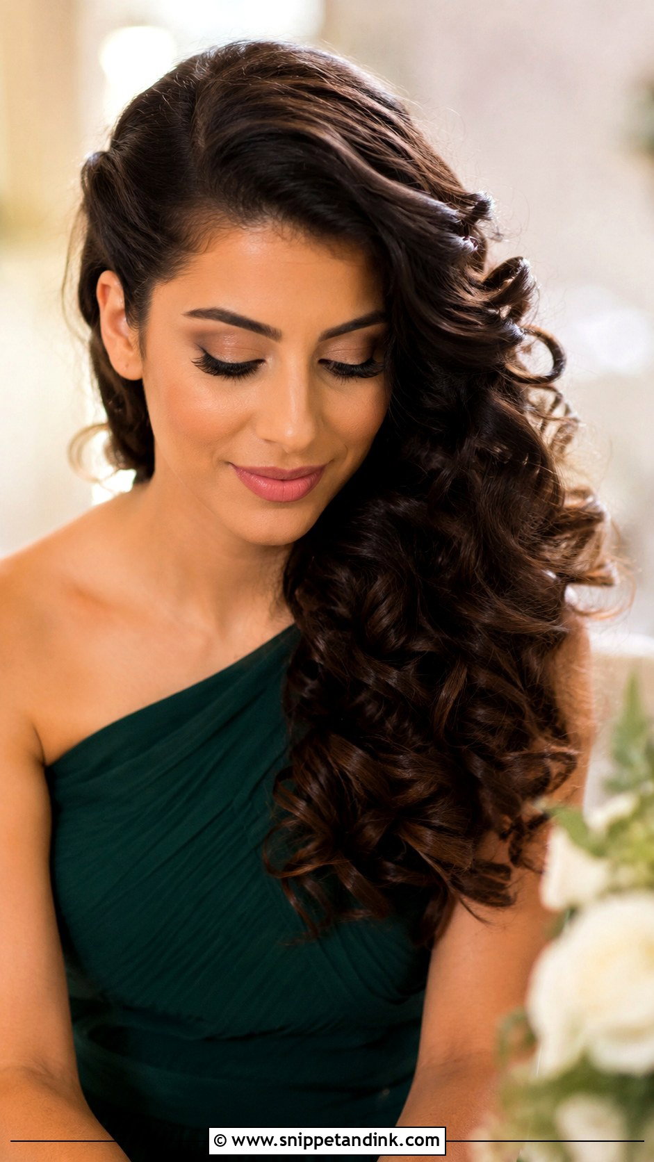 Side Swept Curls Bridesmaid Hairstyle - Snippet and Ink - 20 Bridesmaid Looks Hairstyles