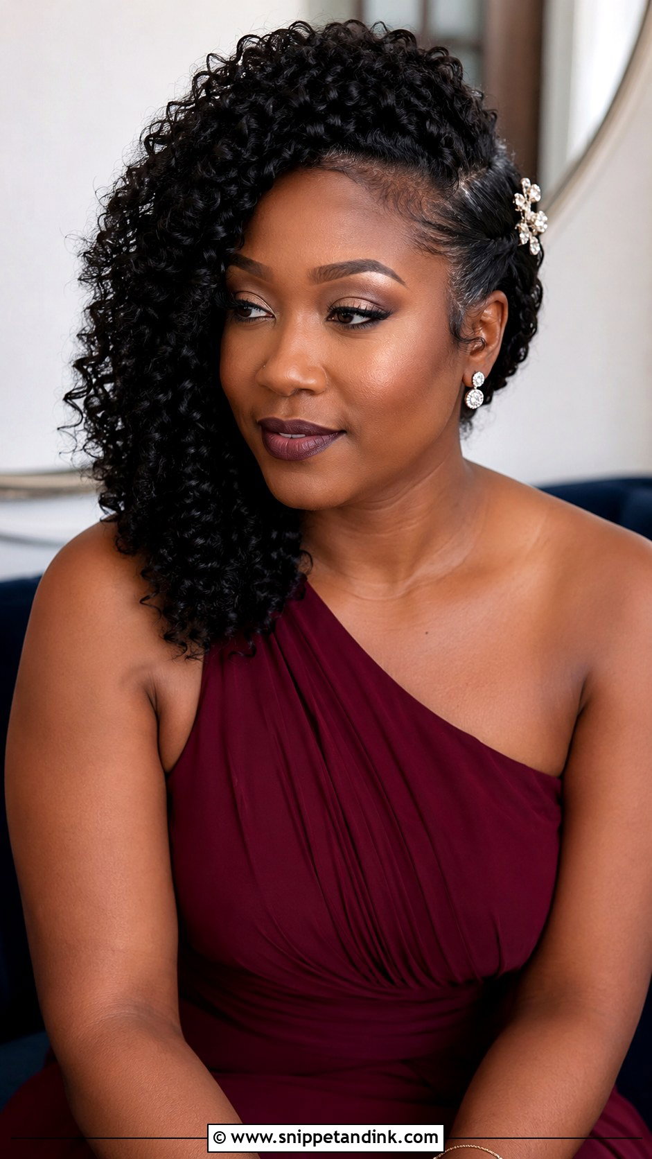 Side Swept Curls For Black Bridesmaid - Snippet and Ink - 20 Bridesmaid Hairstyles Black Hair