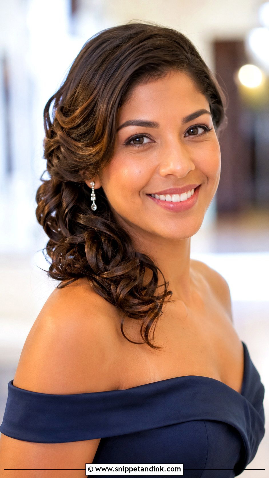 Side Swept Curls For Bob - Snippet and Ink - 30 Short Hair Wedding Guest Styles