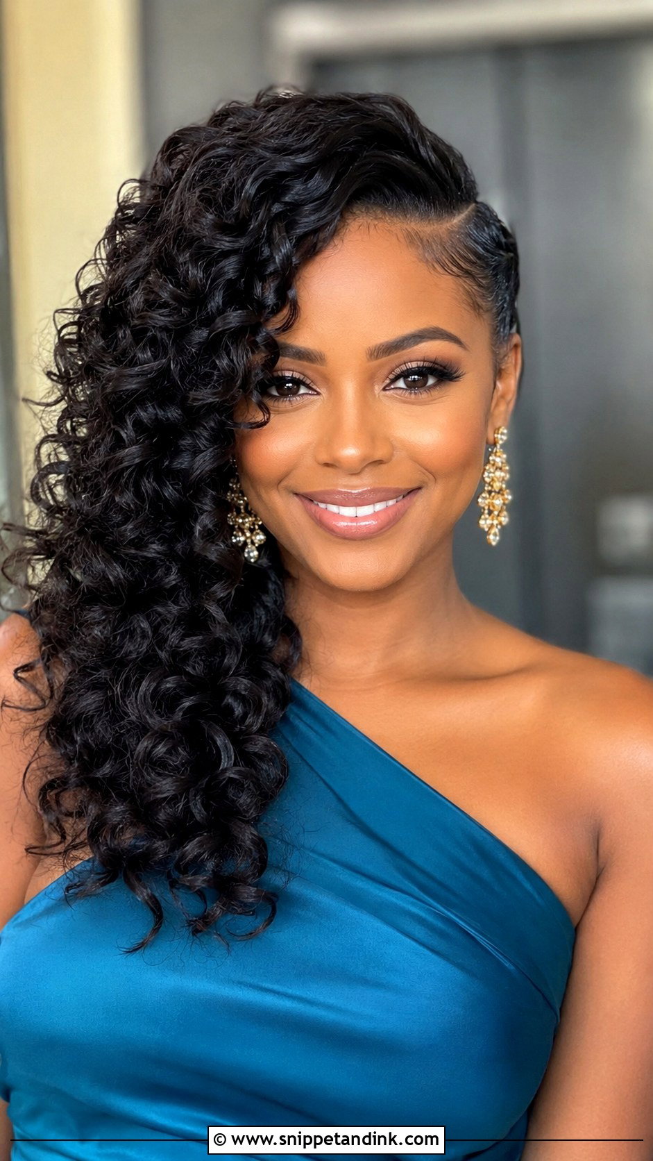 Side Swept Curls For Wedding Guest Black Hair - Snippet and Ink - 15 Wedding Guest Hairstyles Black Hair