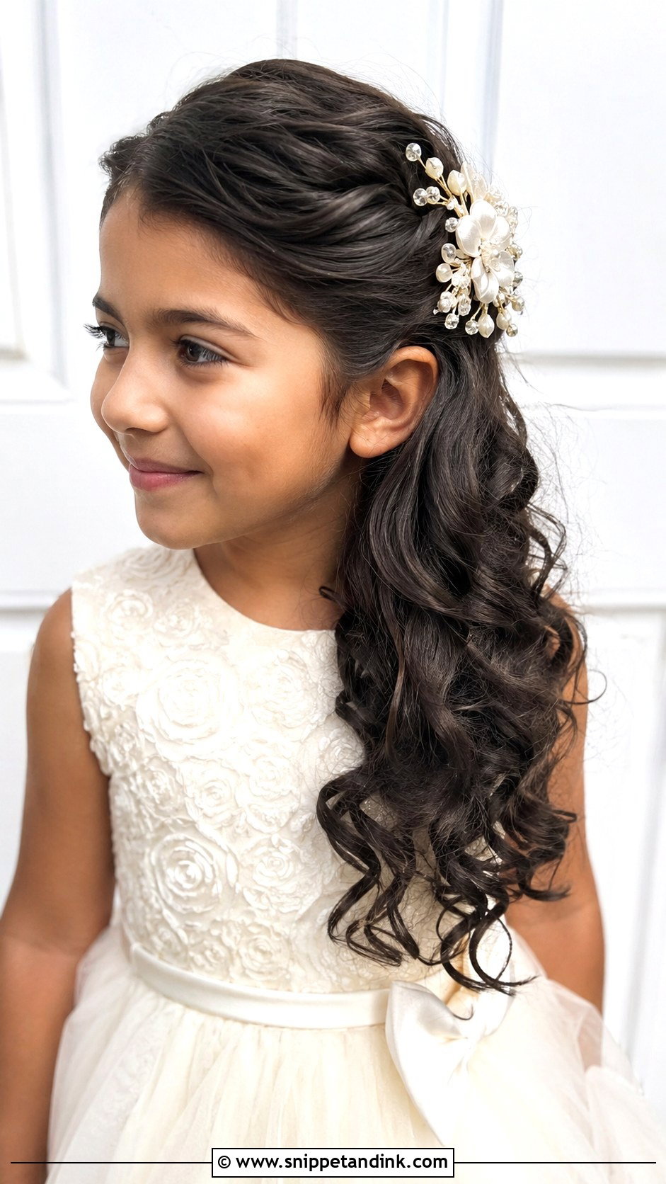 Side Swept Curls Jr Bridesmaid Hair - Snippet and Ink - 25 Jr Bridesmaid Hairstyles