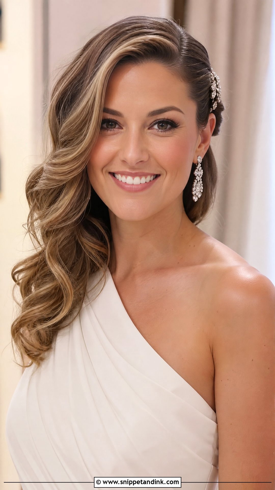 Side Swept Curls Long Bob - Snippet and Ink - 20 Long Bob Wedding Hairstyles