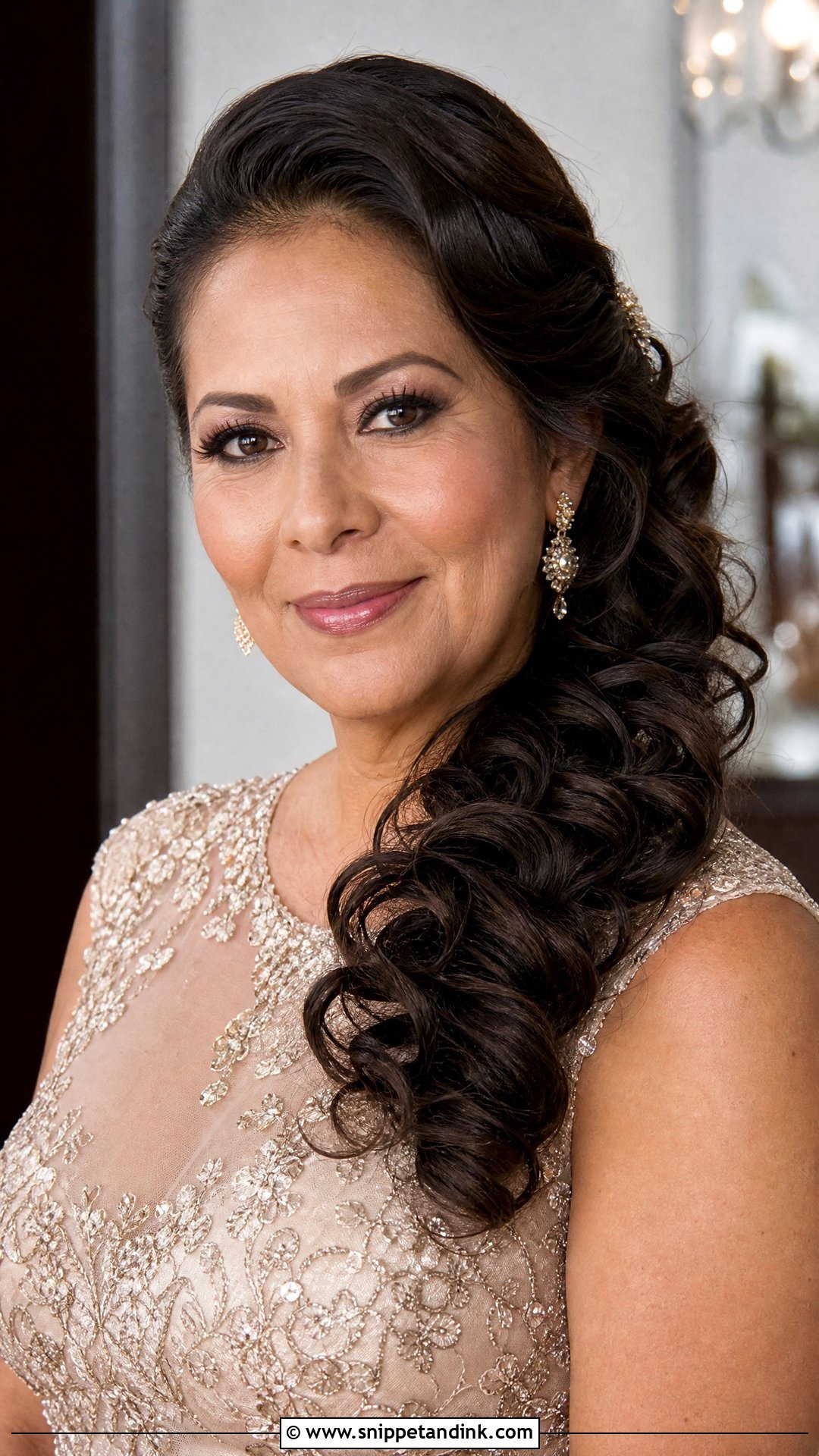 Side Swept Curls Mother Of The Bride Hairstyle - Snippet and Ink - 20 Mother of Bride Hairstyle Ideas