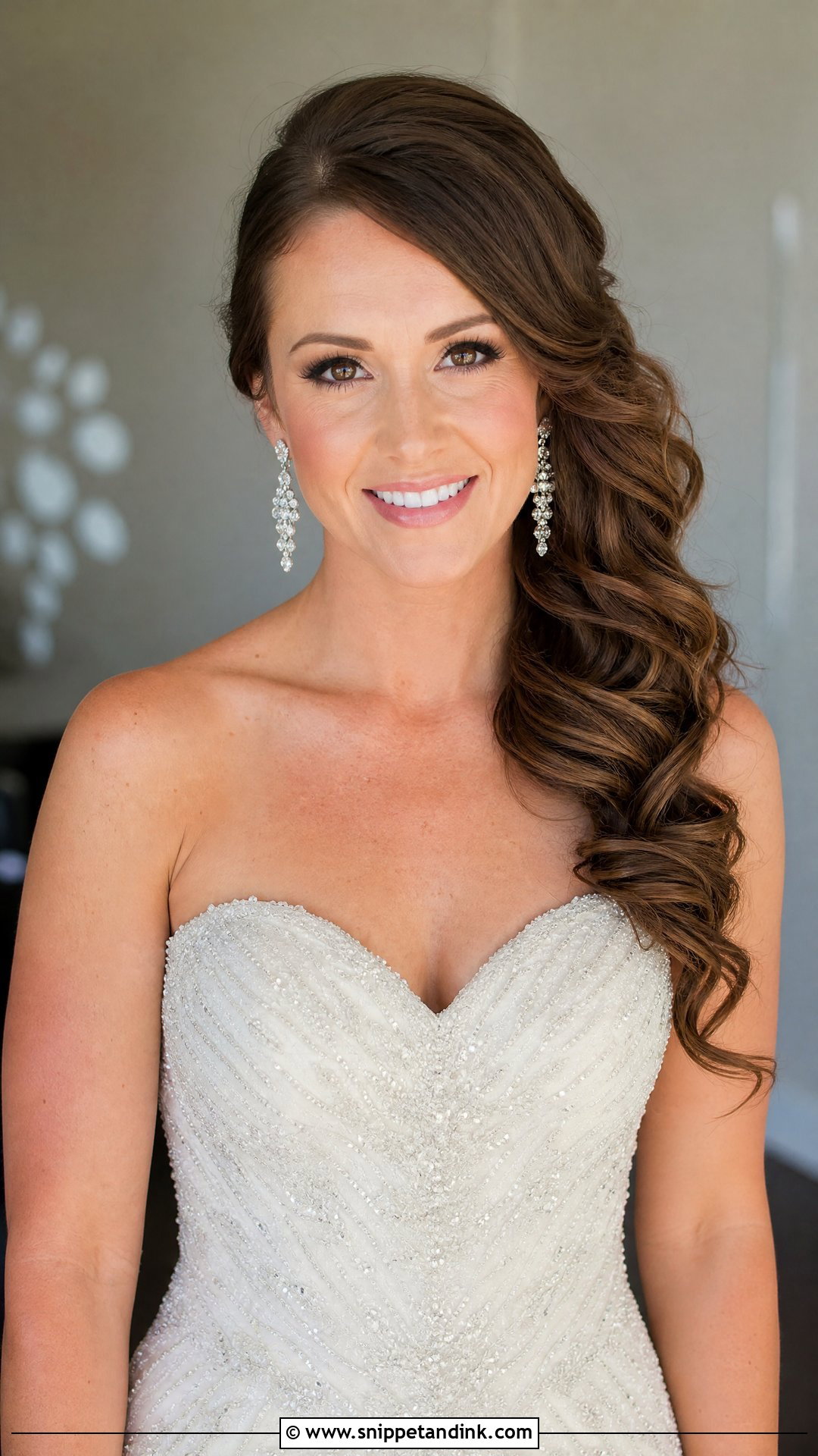 Side Swept Curls Over One Shoulder - Snippet and Ink - 20 Bridal Curls Down
